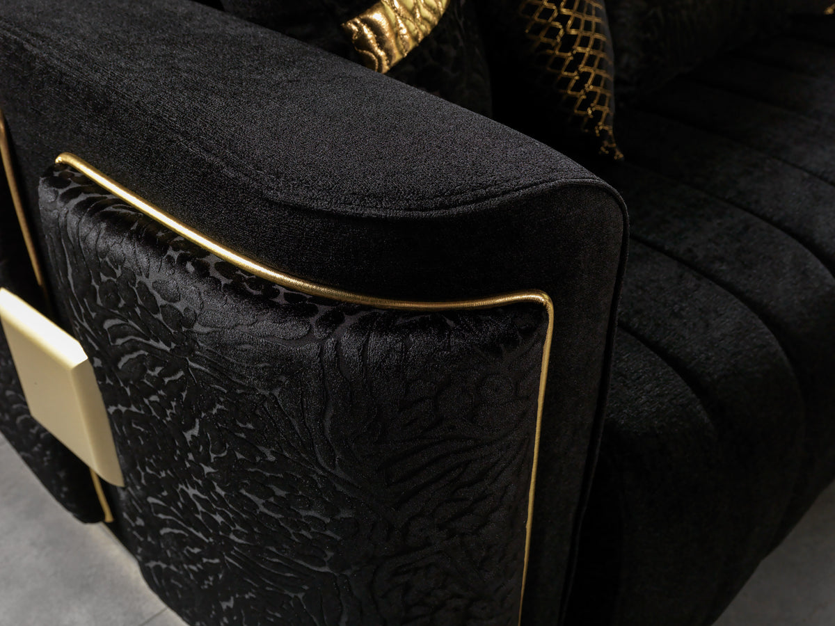 Carlina Black Velvet Living Room Set