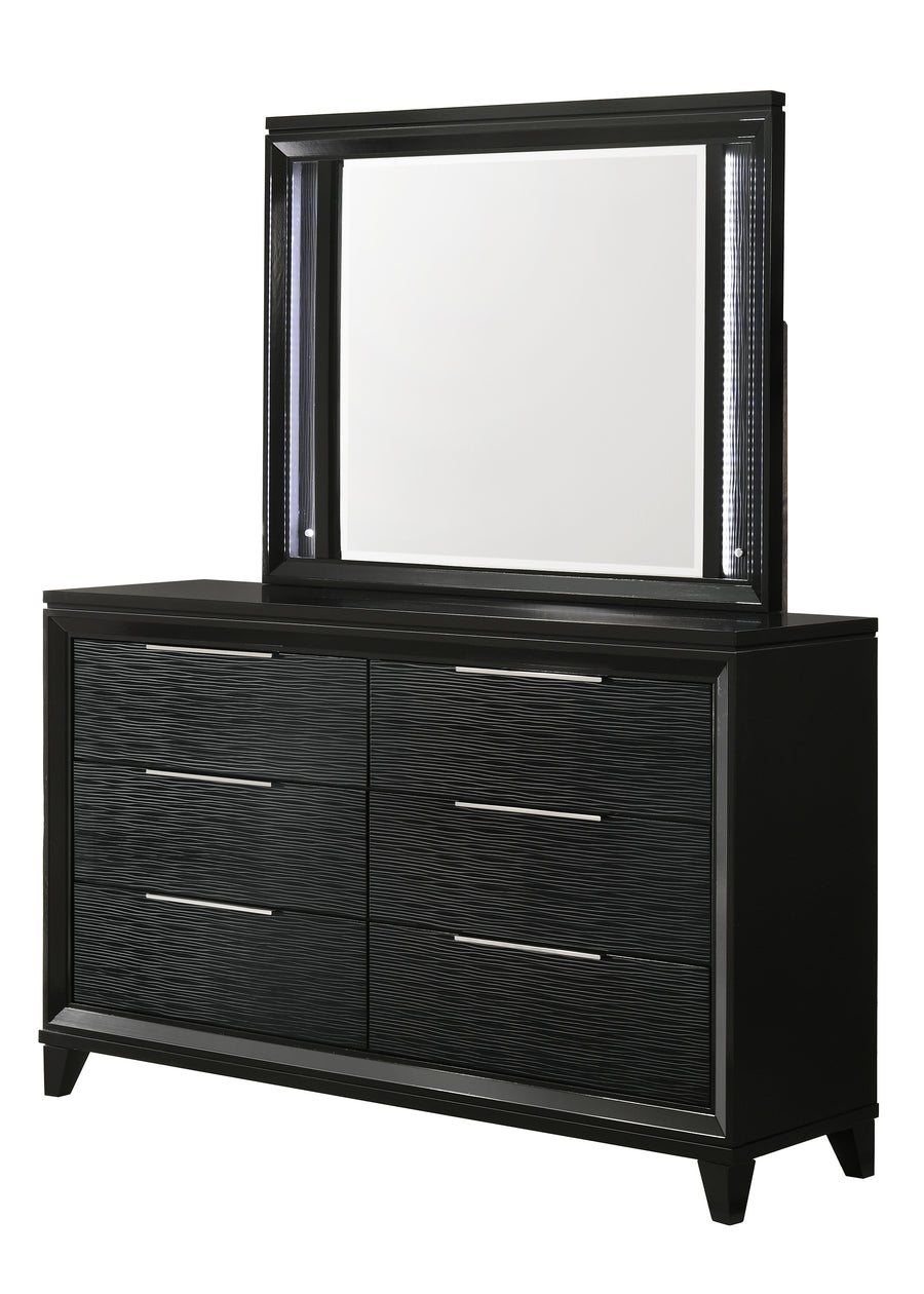 Cressida Black LED Upholstered Panel Bedroom Set B7350