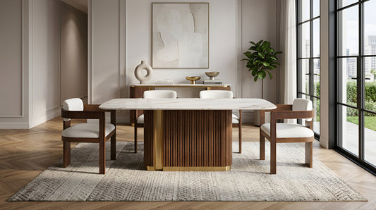 Valente White/Walnut Dining Room Set D1580