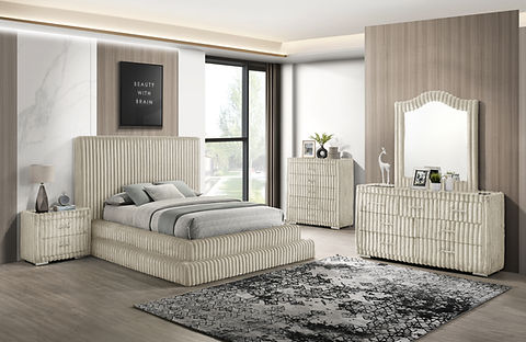 Micah Cream Corduroy Platform Bedroom Set B9020