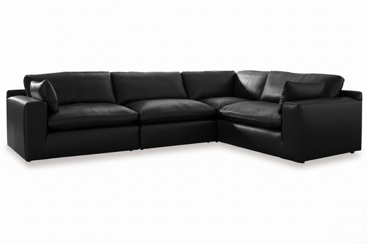 Emilia Black GENUINE LEATHER 4pc Sectional 30901