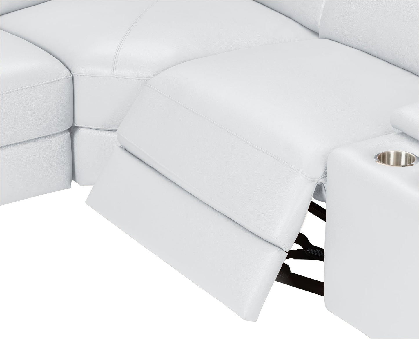 Picasso II White 2-POWER Italian Leather Match 6pc Sectional  MI631