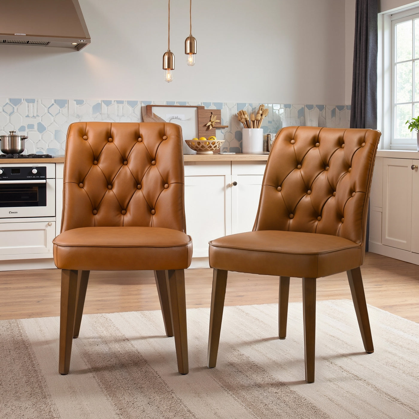 Belmont Cognac Vegan Leather Dining Chair - Set Of 2