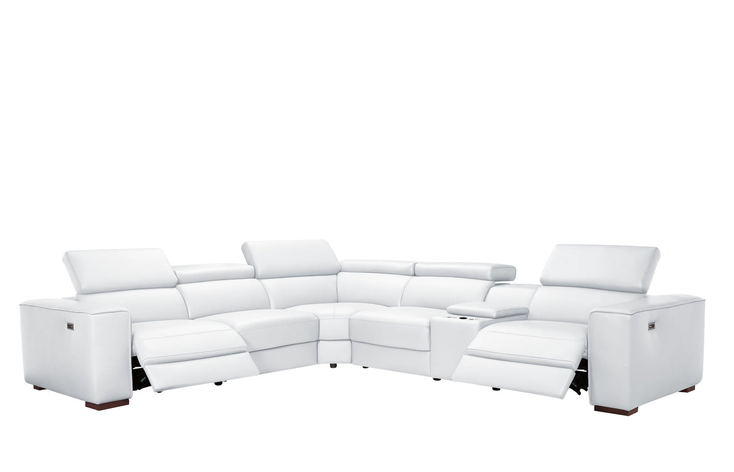 Picasso II White 2-POWER Italian Leather Match 6pc Sectional  MI631