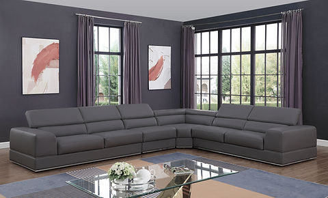 Pella Dark Gray Leather Match 3pc Sectional MI5106