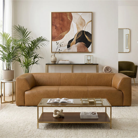 Rialto Tan GENUINE LEATHER 105" Sofa