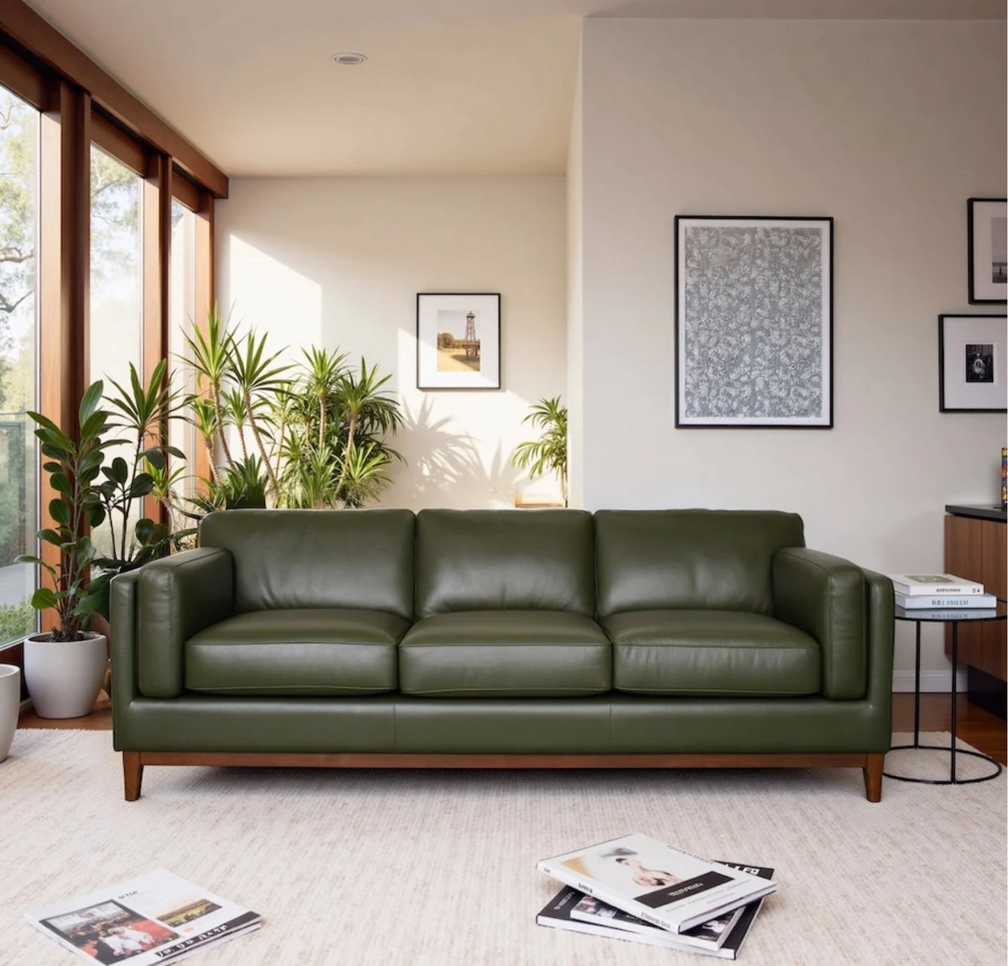 Raleigh Sustainable FSC Wood 3-Seater Top Grain Leather Sofa