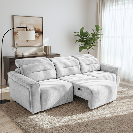 Falmouth Light Grey Fabric Power Slider Sofa
