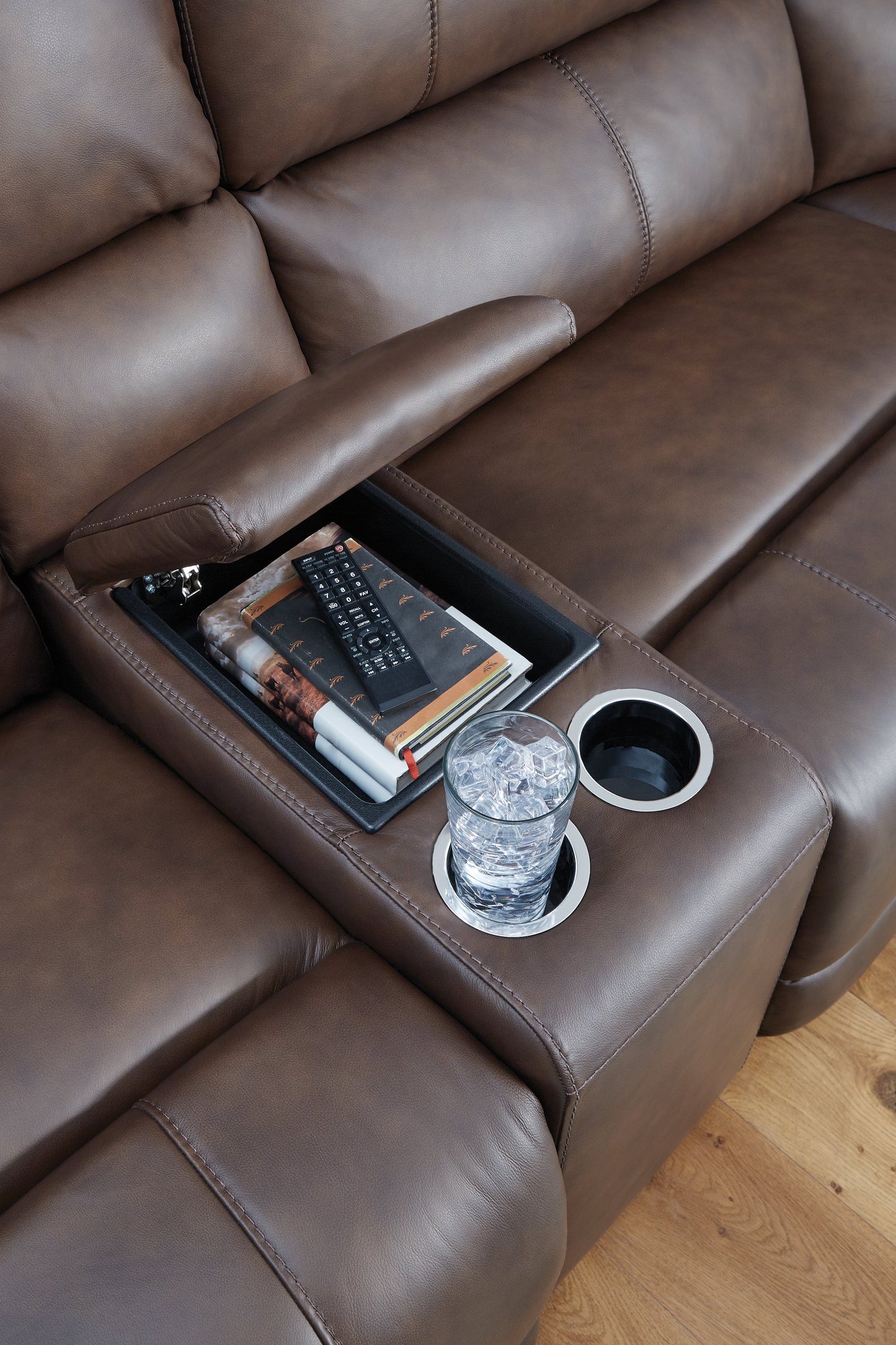 Bleckley Espresso POWER/TOP GRAIN LEATHER 6pc Reclining Sectional| PCU1200131