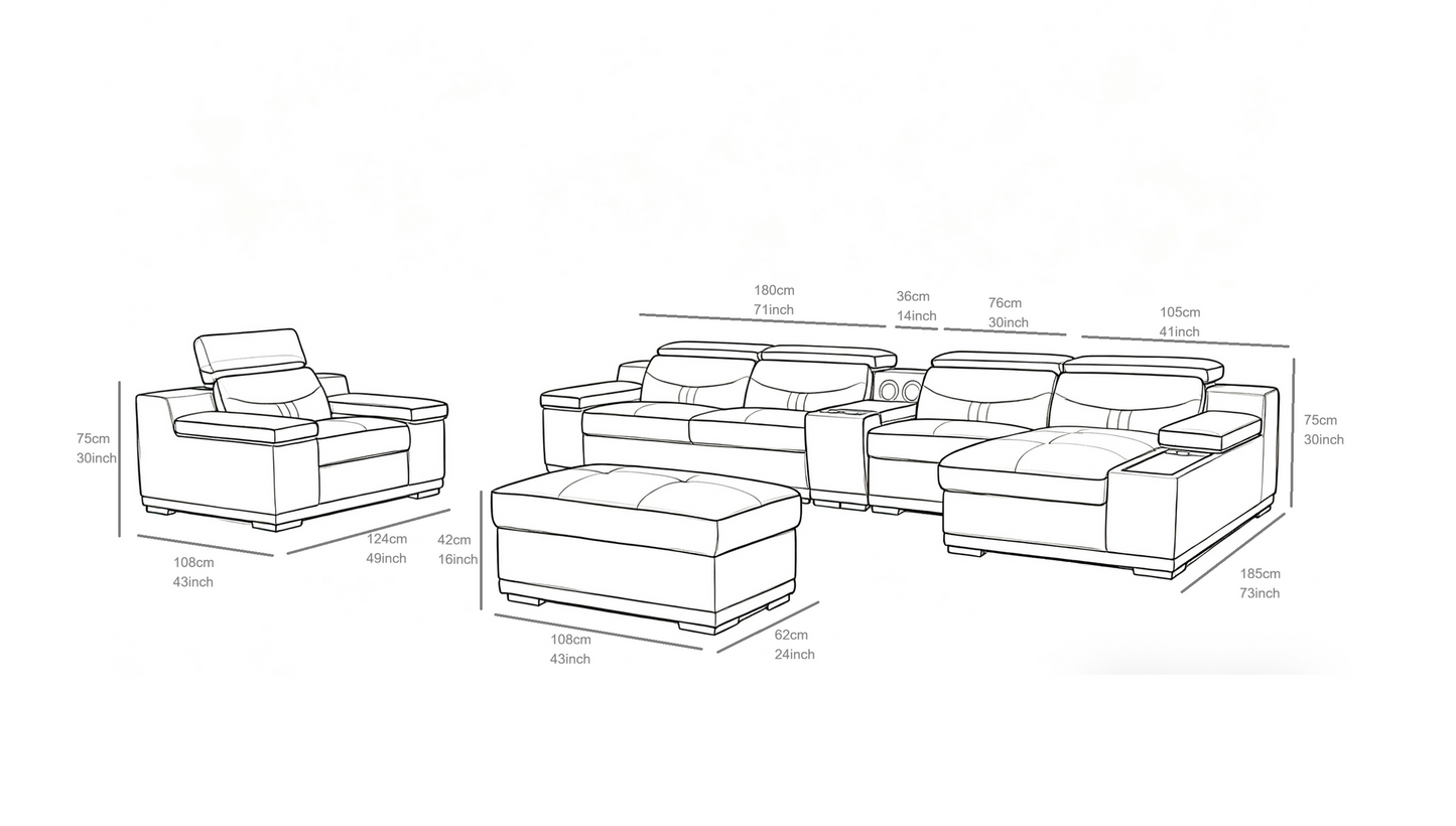 Arlet BLUETOOTH SPEAKERS Sectional Sofa MI-1850