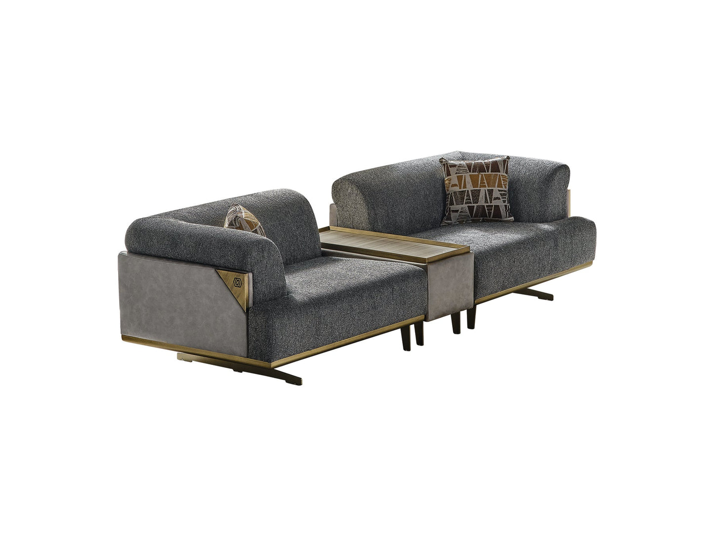 Urla 4-pieces (Sofa & Module Sofa & 2 Chair) Livingroom Set Grey