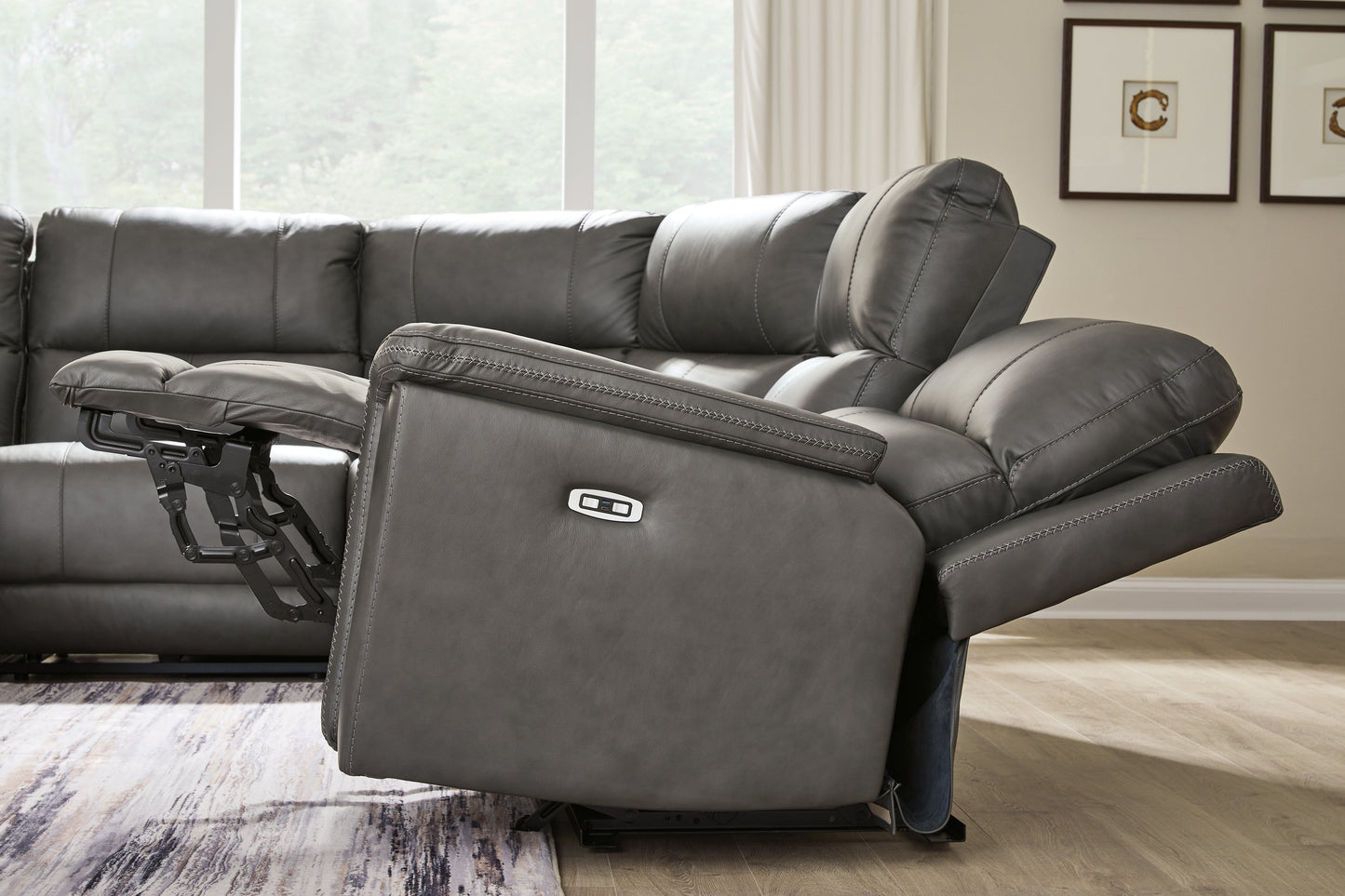 Bleckley Anchor POWER/TOP GRAIN LEATHER 6pc Reclining Sectional| PCU1200131