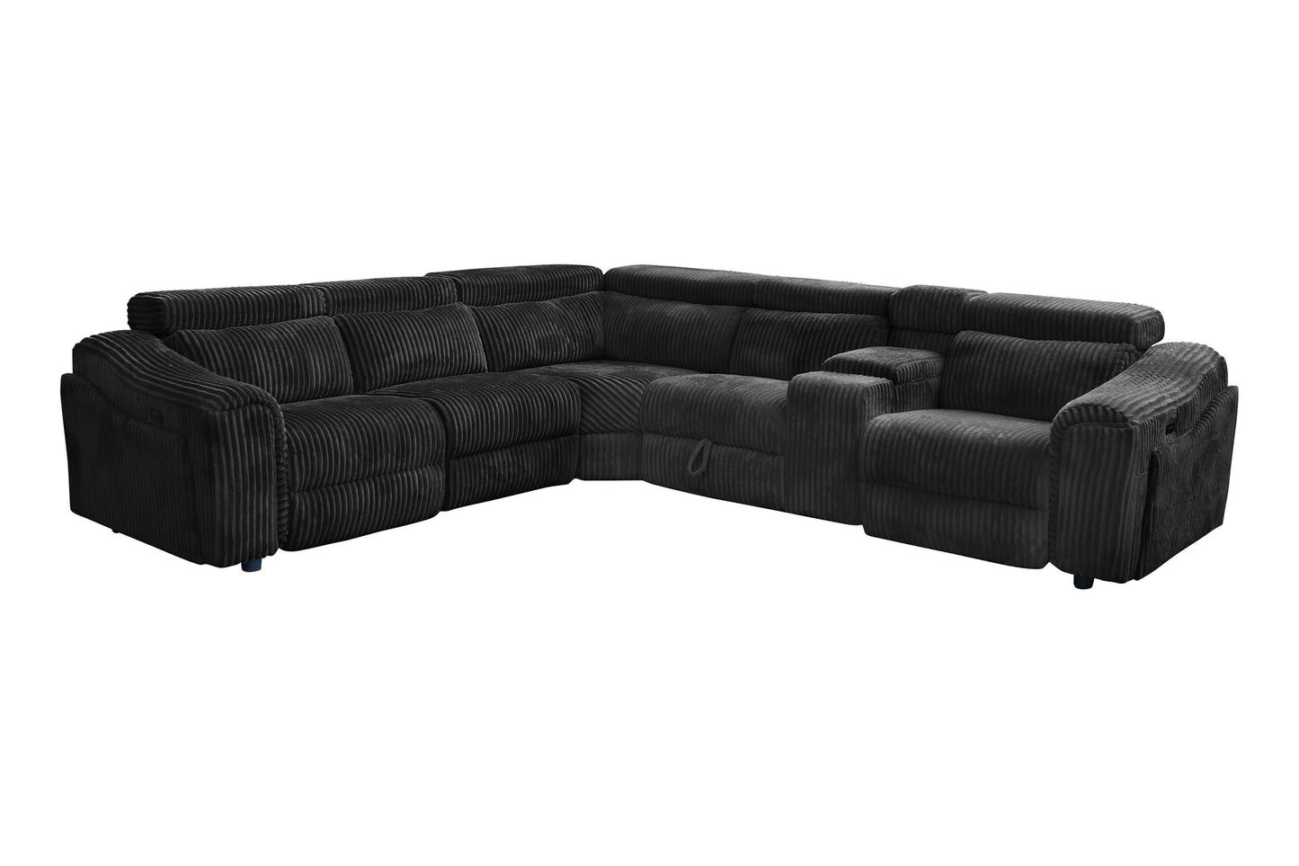 Yash Black Corduroy POWER Reclining Sectional S7033