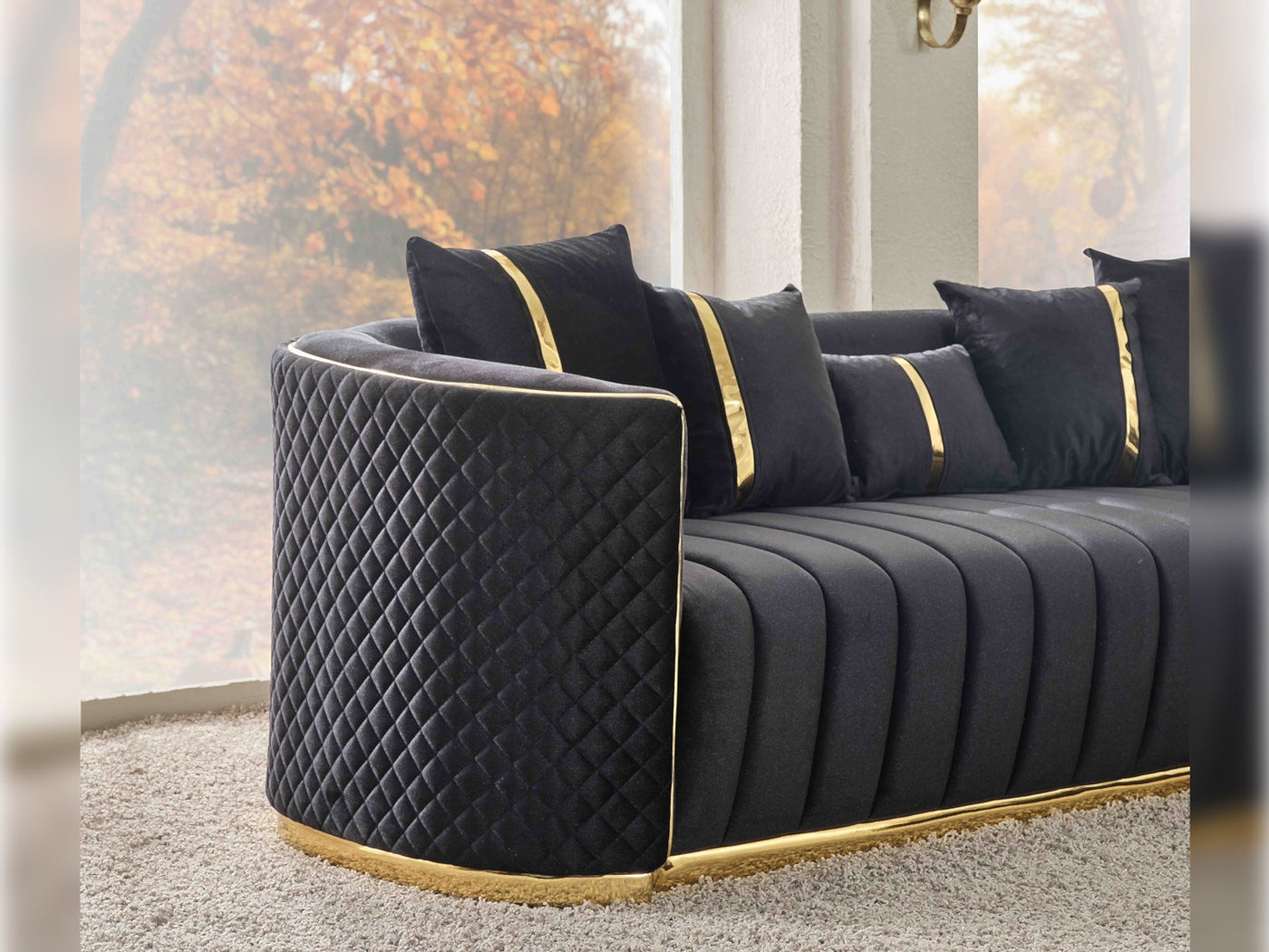Ceko 3-pieces (Sofa & Loveseat & Chair) Livingroom Set Black