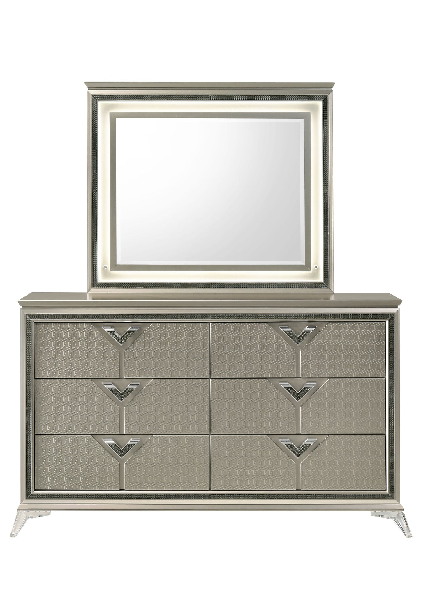 Larana Olive Silver LED Panel Bedroom Set B6850