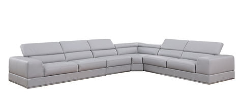 Pella Light Grey Leather Match  4pc Sectional MI5106