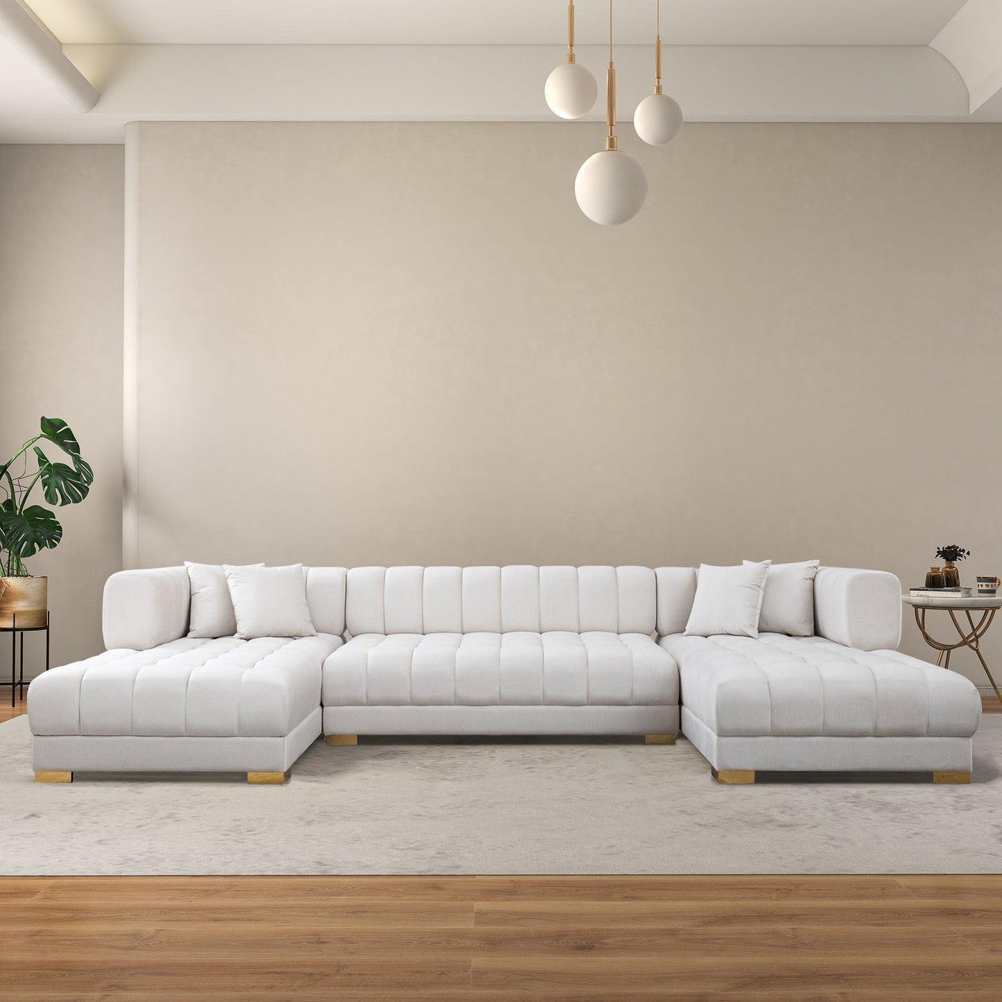Marlow 142" Ivory Velvet U Shape Corner Sectional