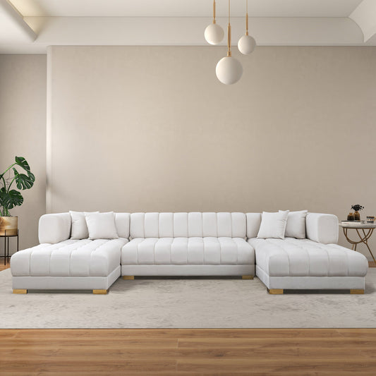 Marlow 142" Ivory Velvet U Shape Corner Sectional