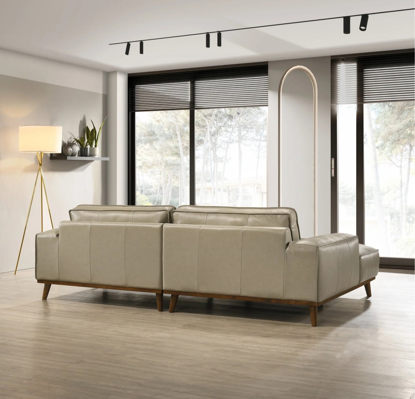 Kerrville Beige Genuine Leather Right Sectional