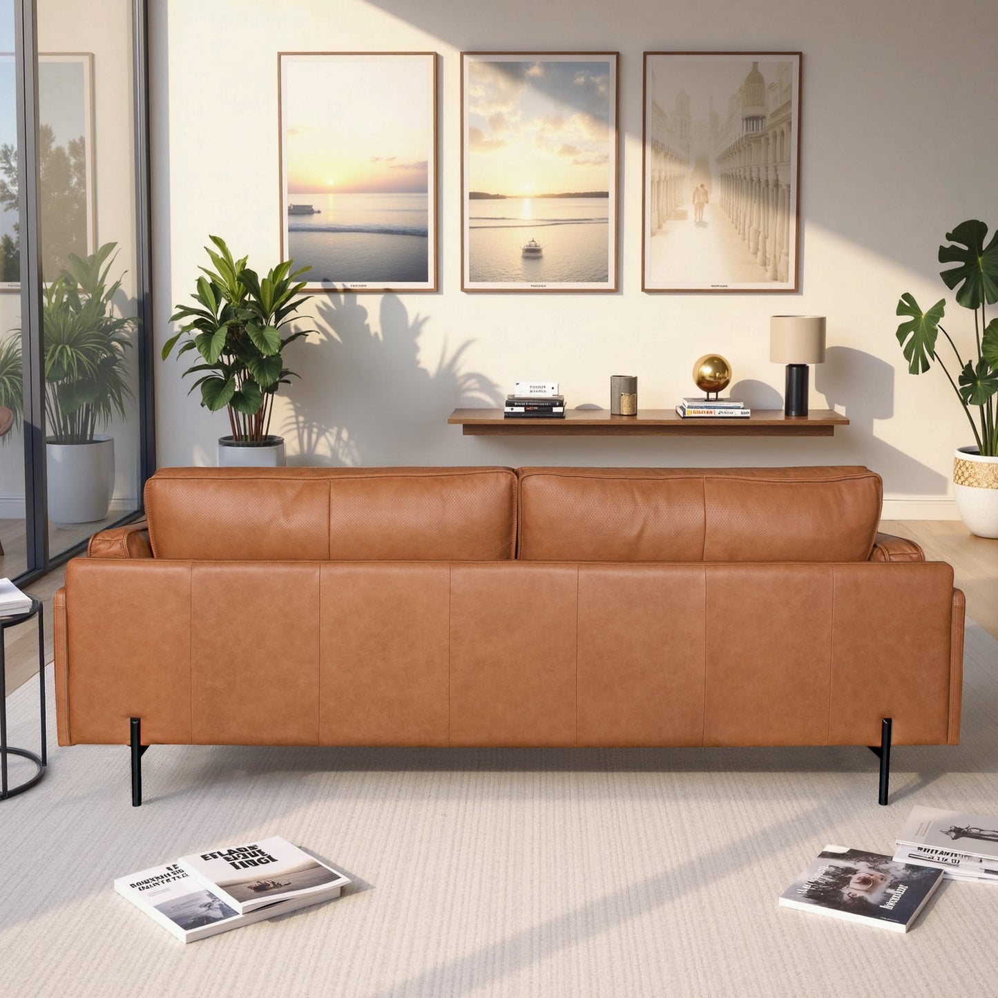 Utica Genuine Leather  Sofa with Metal Legs & Sustainable Materials