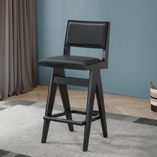 Keira Black Vegan Leather Bar Stool (Set Of 2)