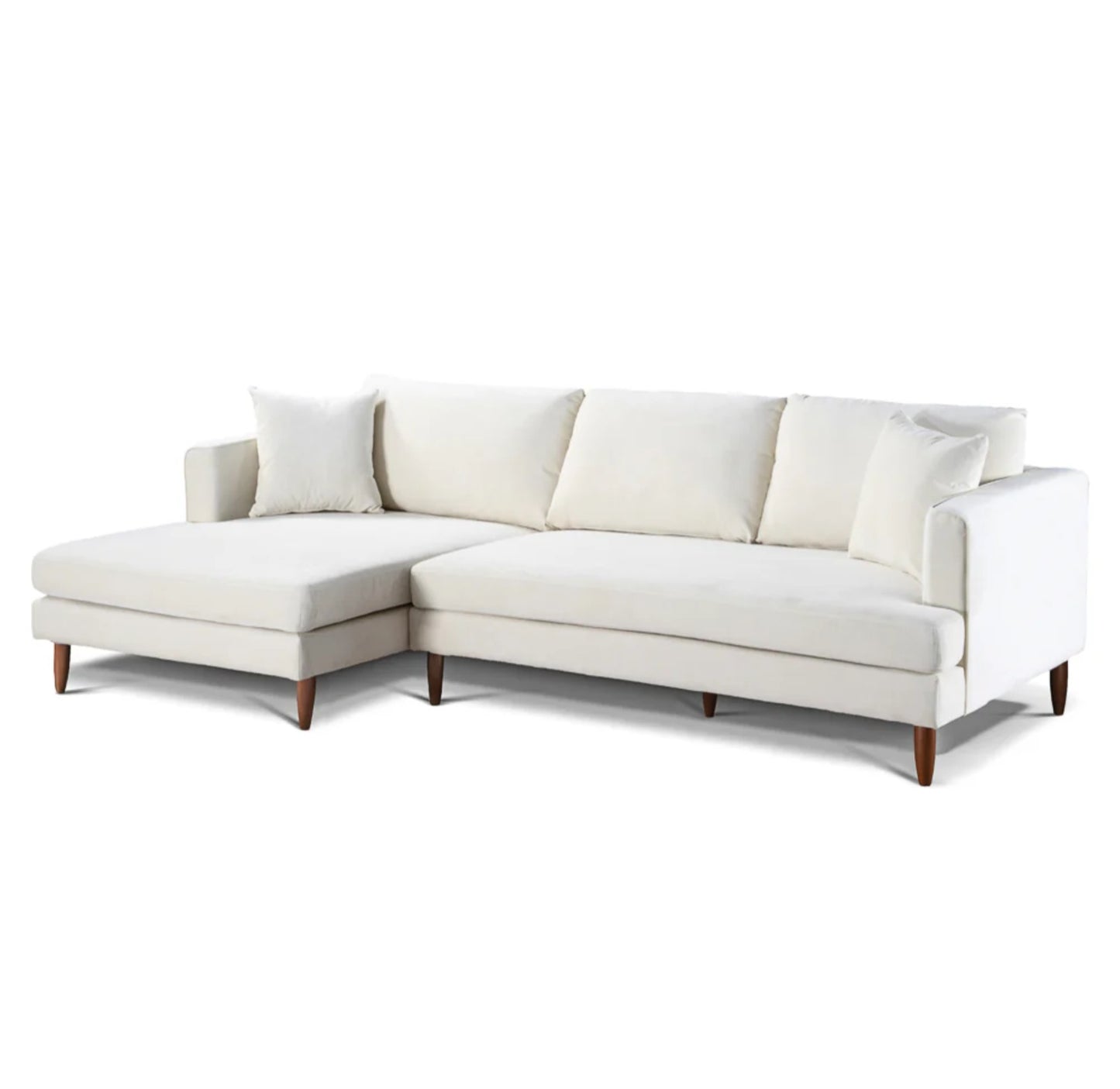 Blake 107" Cream Velvet L-Shaped Sectional Sofa Left Facing