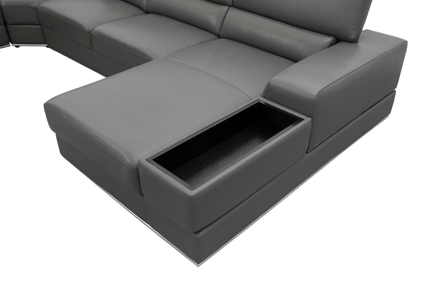 Nella Dark Grey Sectional Sofa | Italian Leather Match MI-5107