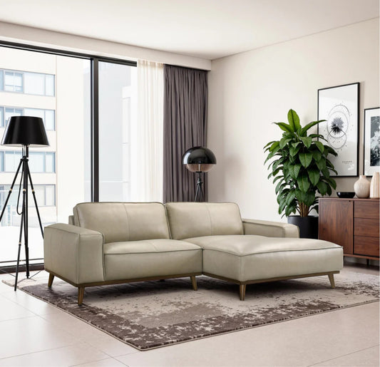 Kerrville Beige Genuine Leather Right Sectional