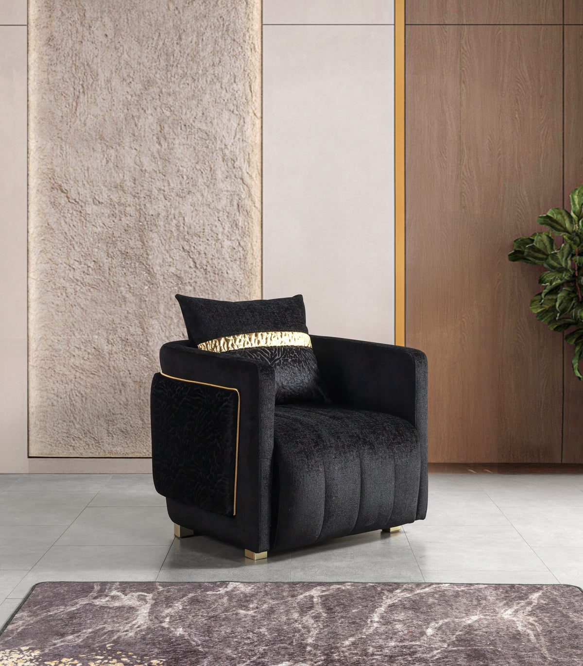 Carlina Black Velvet Chair