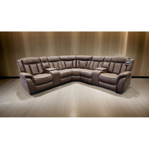 Samuel Light Brown Tech Fabric Reclining Sectional S4002
