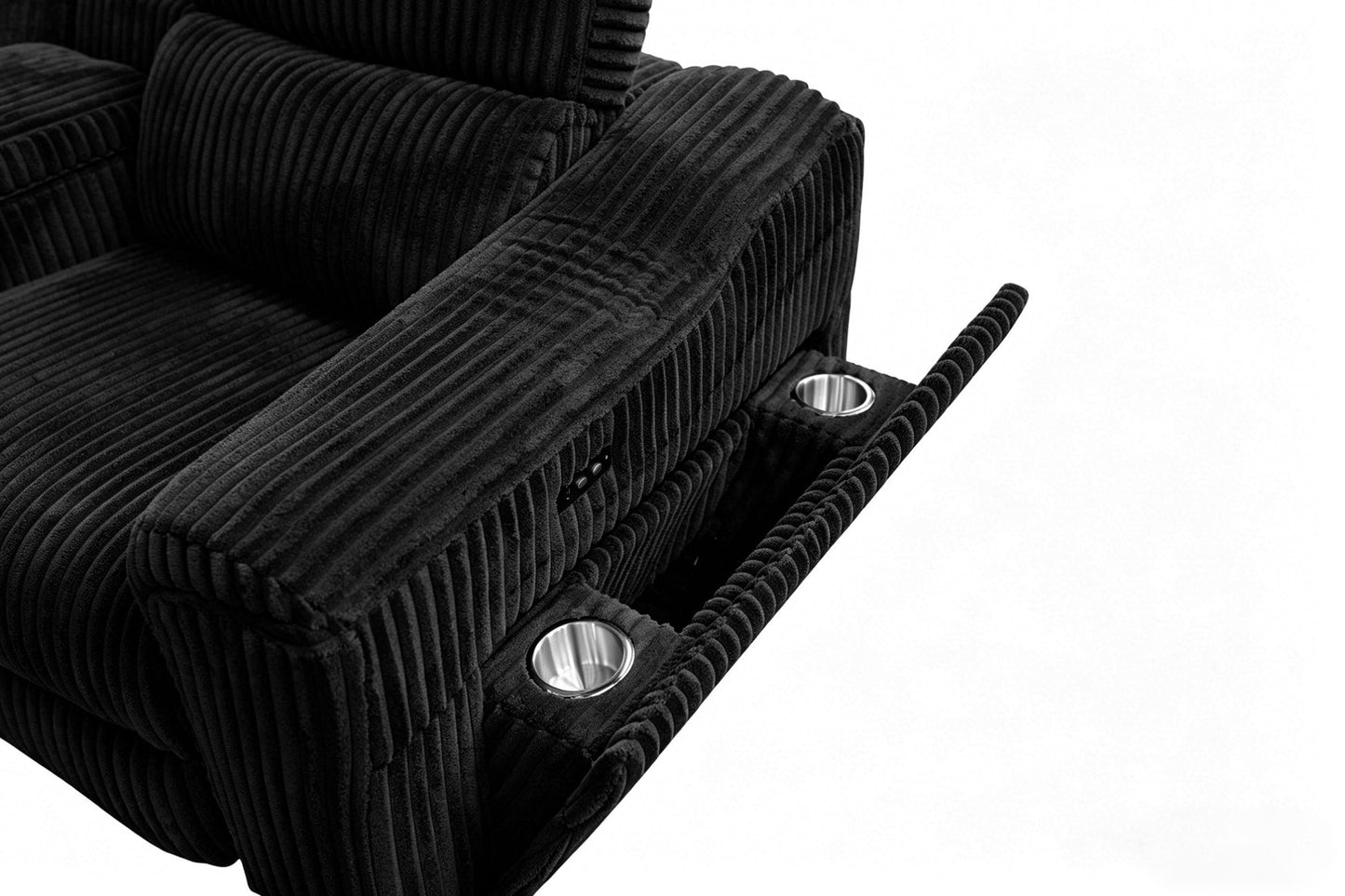Yash Black Corduroy POWER Reclining Sectional S7033