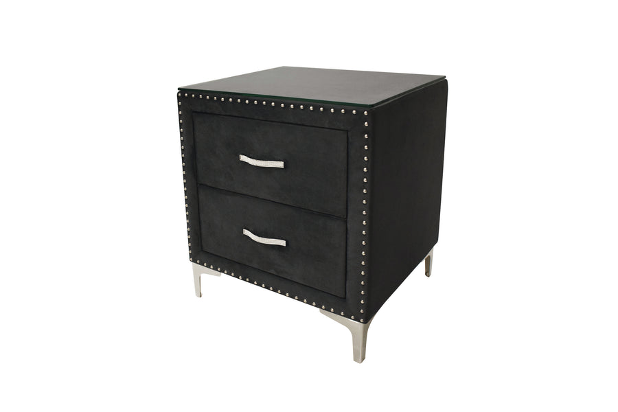 Lucinda Black Velvet  Upholstered Panel Bedroom Set B9265