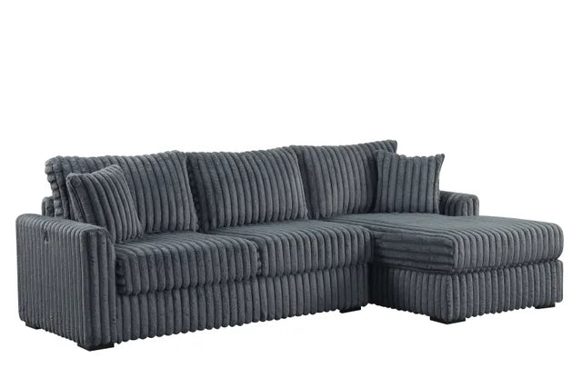 Sol Charcoal Corduroy Reversible Sectional
