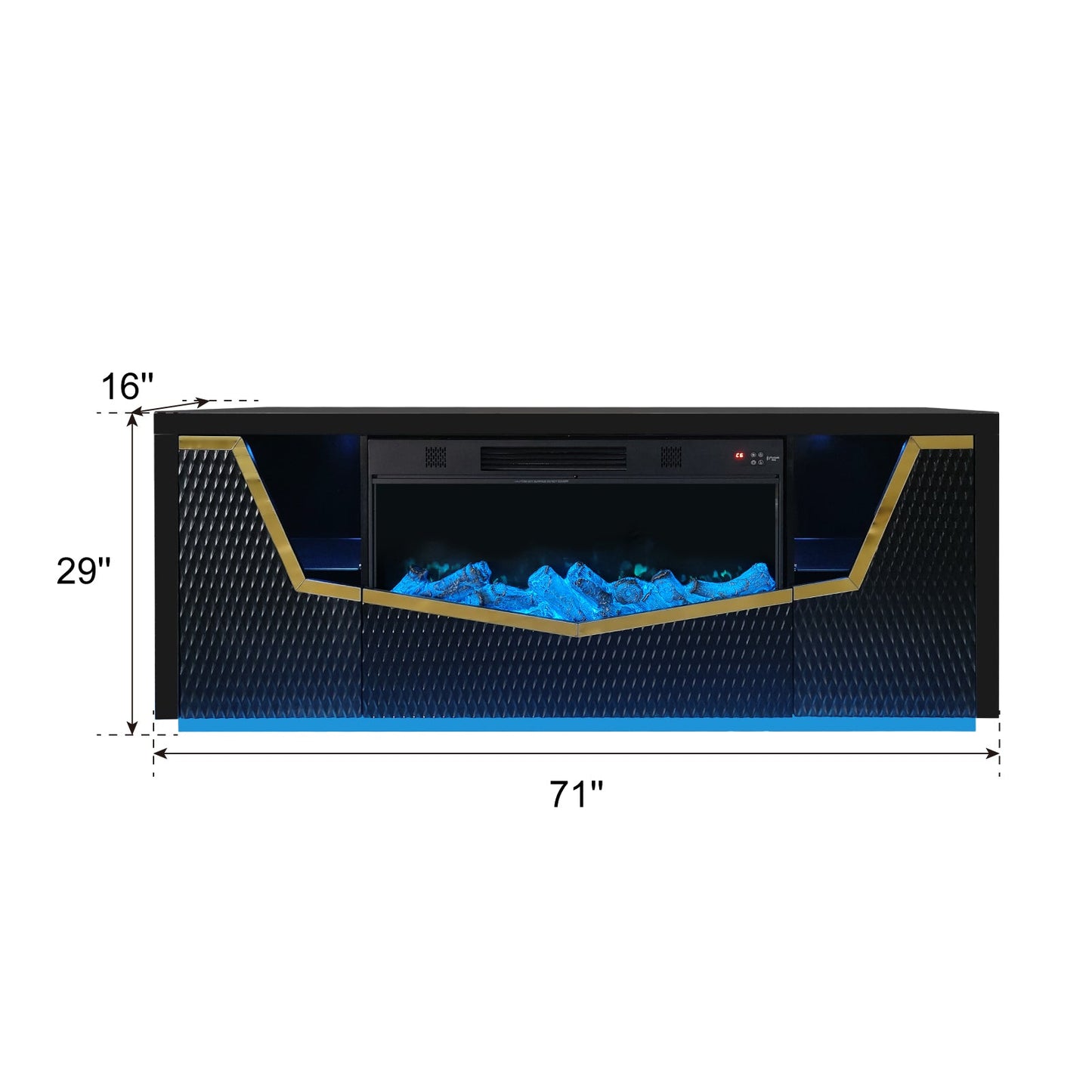 Carmela Black 71" Fireplace TV Stand A-F11