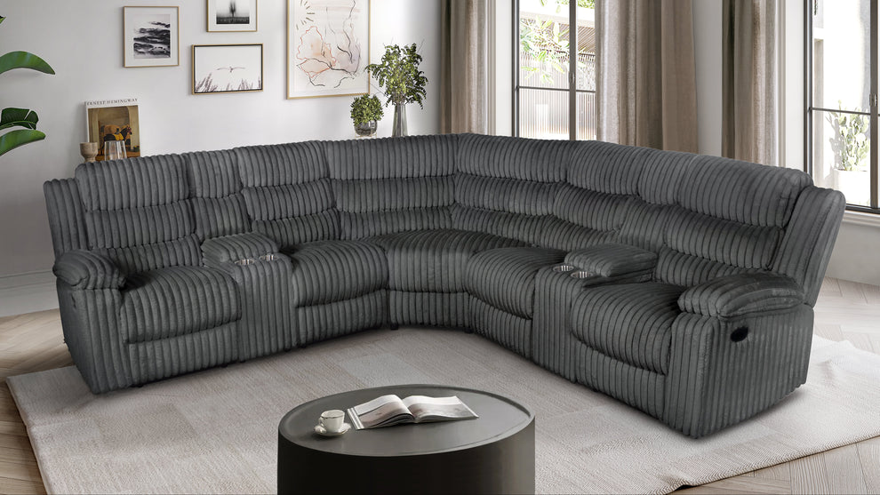 CalanthaGrey Corduroy Reclining Sectional S3672