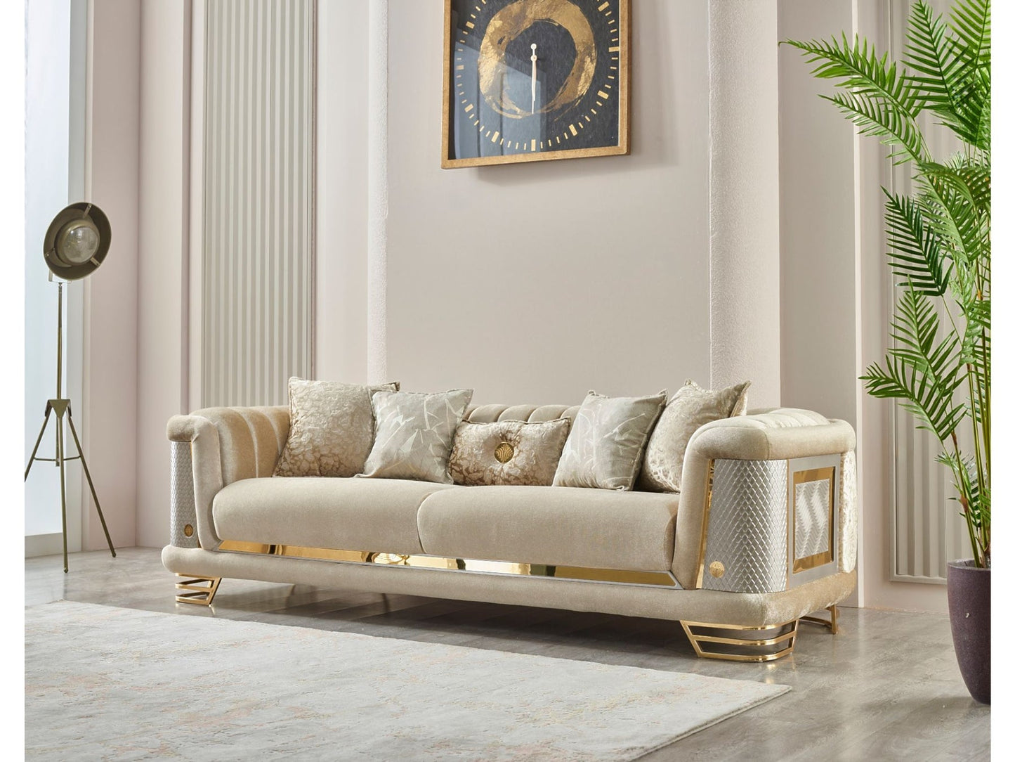 Romans 3-pieces (Sofa & Loveseat & Chair) Livingroom Set Beige