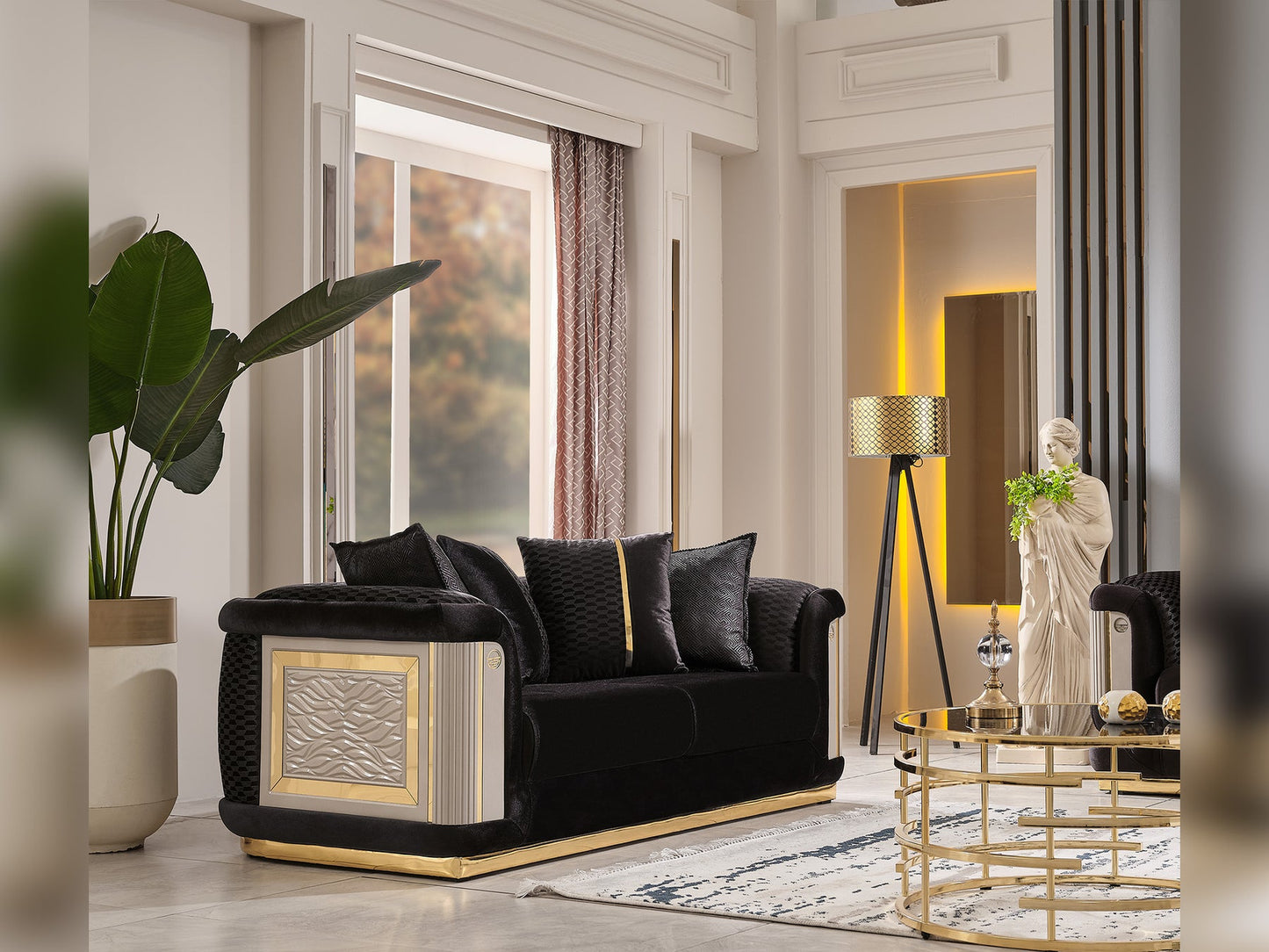 Elegance 3-pieces (Sofa & Loveseat & Chair) Livingroom Set Black