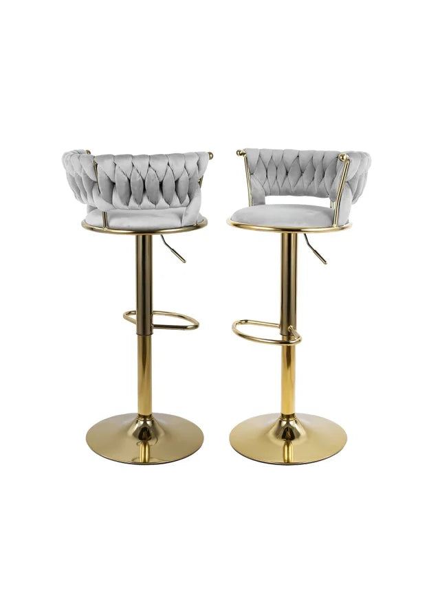Grey/Gold Velvet Swivel Bar Stool 1139 2 Per Box
