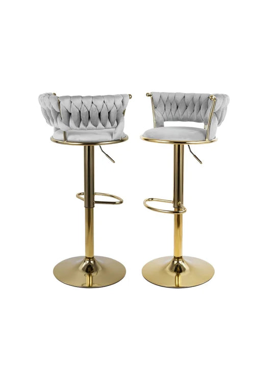 Grey/Gold Velvet Swivel Bar Stool 1139 2 Per Box
