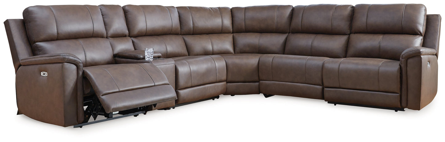 Bleckley Espresso POWER/TOP GRAIN LEATHER 6pc Reclining Sectional| PCU1200131