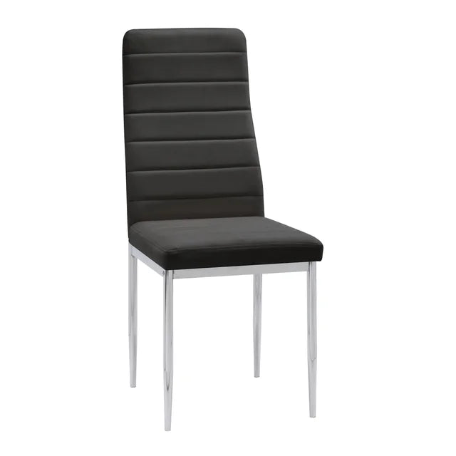 D106 Black/Silver Glass Top 5pc Dining Set