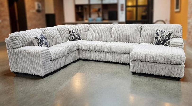 Austin Grey Thick Stripe Fabric Sectional