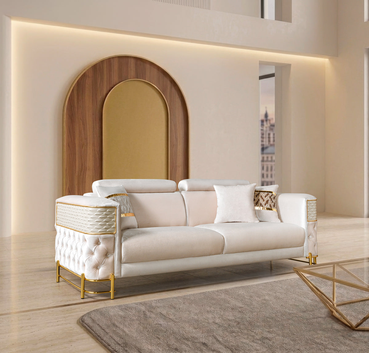 Fabiana Ivory Luxury Living Room Set
