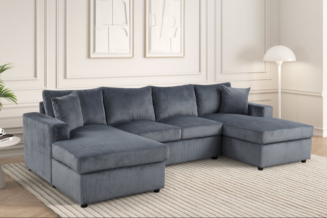 Teresa Grey Double Chaise Sectional