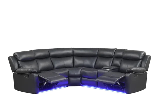 Super Black LED Reclining Sectional