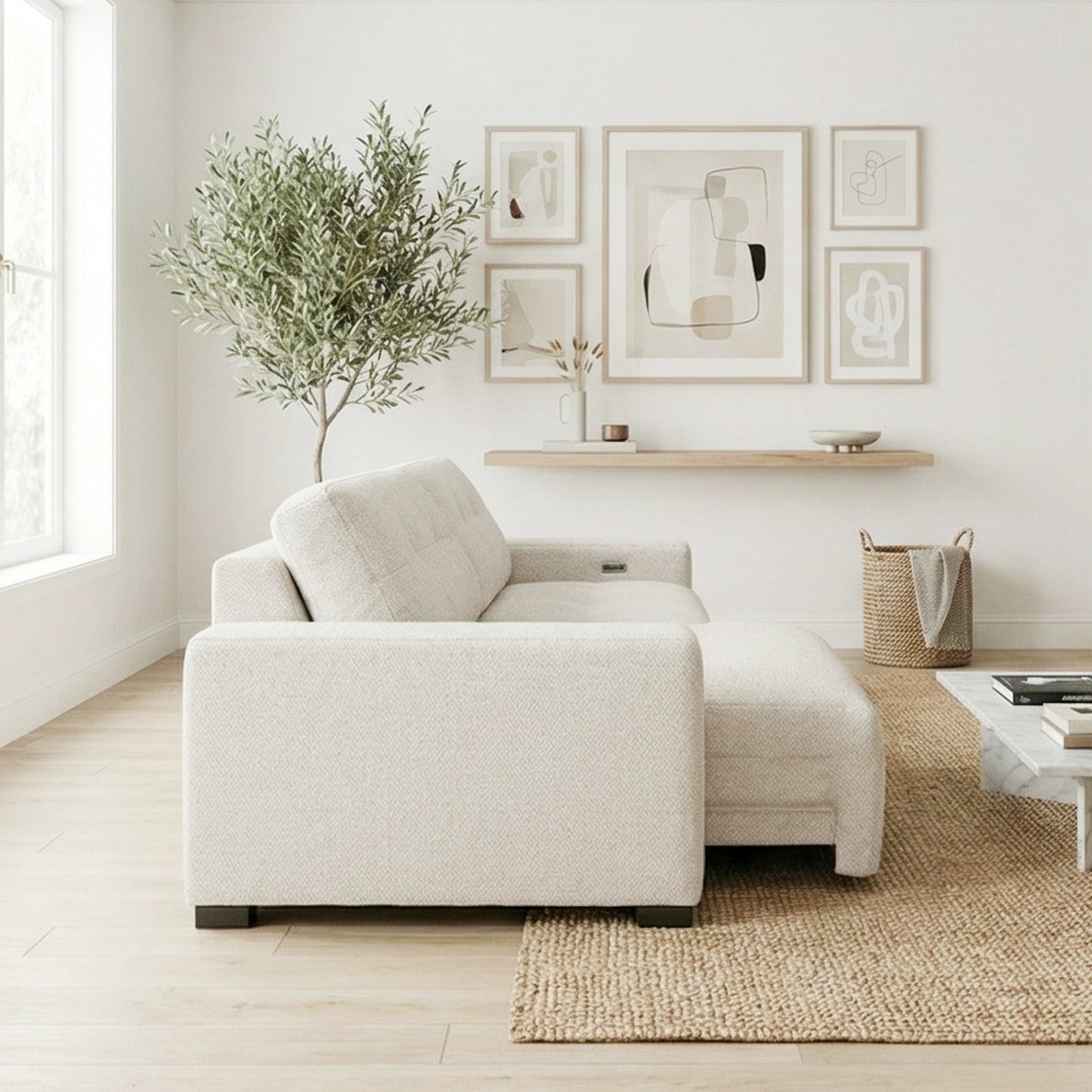 Corston Beige Linen POWER Slider Sofa