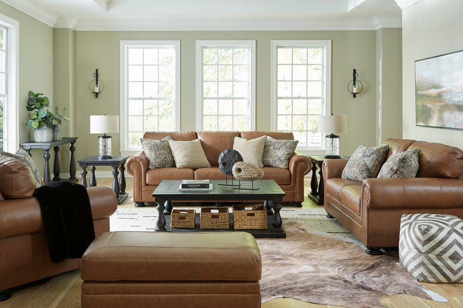 Carianna Caramel GENUINE LEATHER OVERSIZED Sofa And Loveseat