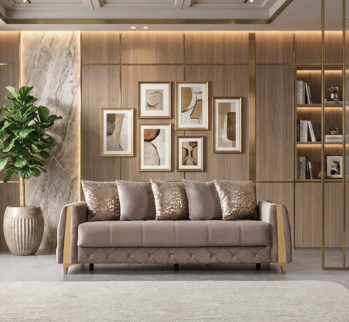 Florence Coffee Velvet Sofa 88" & Loveseat 64"