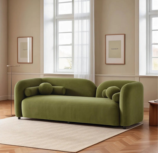 Donna  Japandi Style Olive Green Velvet Sofa