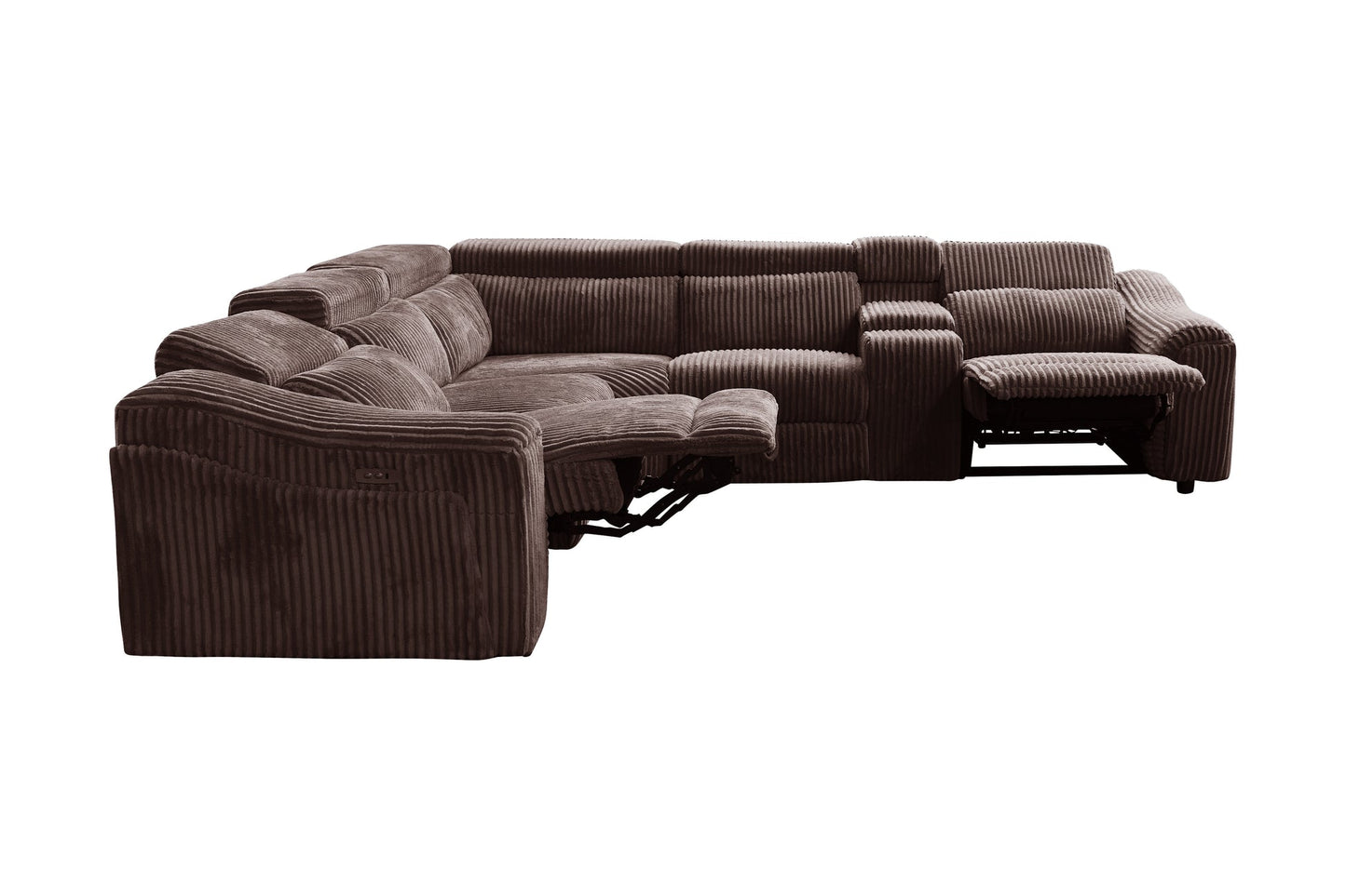Yash Brown Corduroy POWER Reclining Sectional S7033